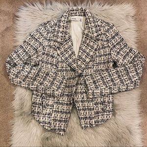 NWT Sparkly Black and White Tweed Blazer Jacket